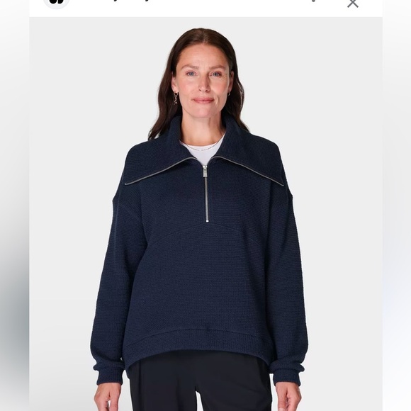 Sweaty Betty Women's Restful Boucle Textured Half Zip Pullover Sweatshirt Size 4 - Picture 2 of 16